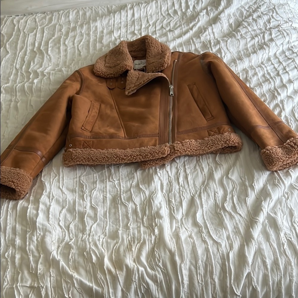 Sam Edelman Faux Shearling-Lined Cropped Jacket